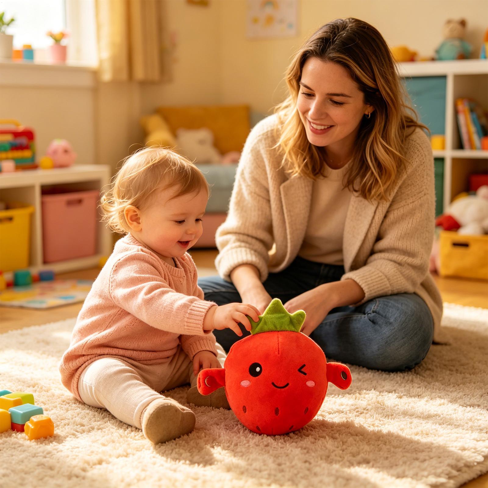 Kids Education Learn Tv - Strawberry Plush Educational Interactive Sensory Cuddle