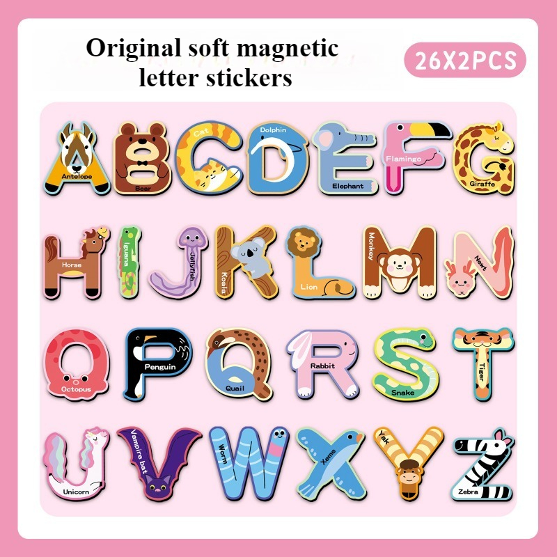 Abc Kids Early Education - 52Pcs Alphabet Magnetic Fridge Stickers, Cute