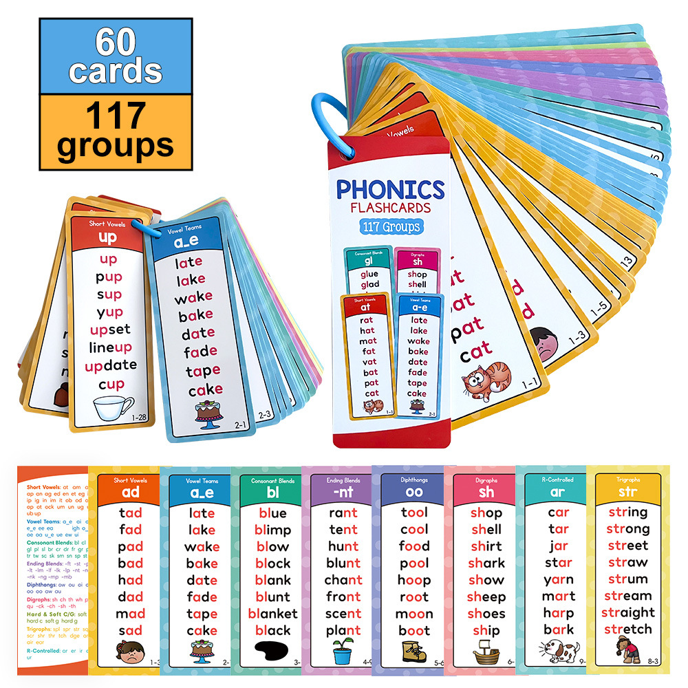 Phonics Card Game - Portable English Natural Spelling Phonics Kids