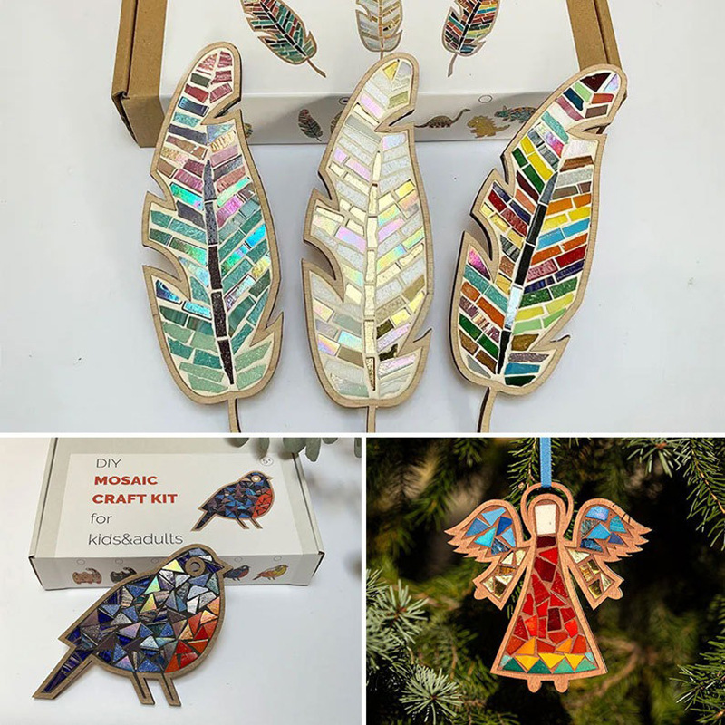Kids Education Things - DIY Mosaic Coaster Colored Feathers Kits