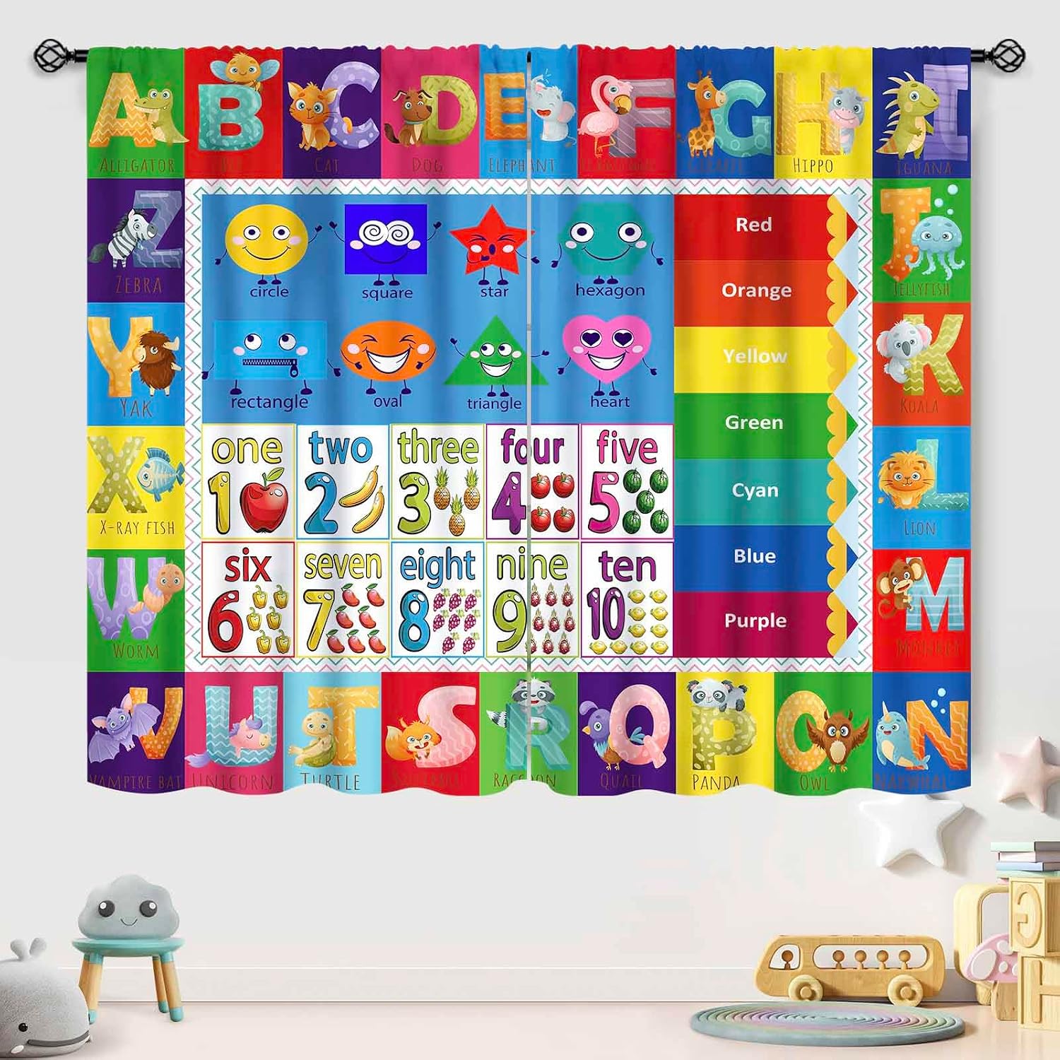 ABC Number Shape Curtain Panel - Abc Kids Early Education review and price