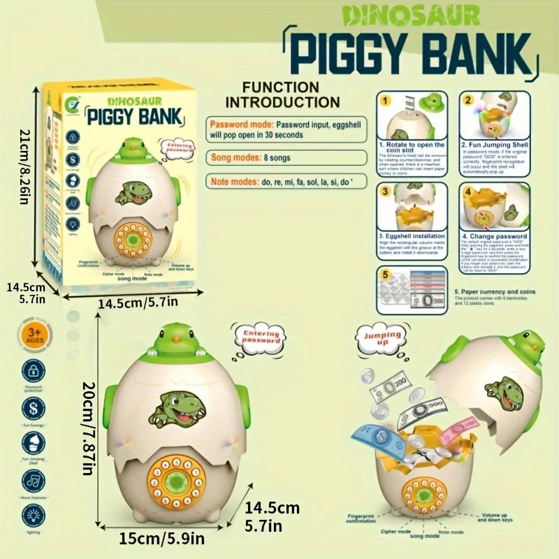 Dinosaur Egg Piggy Bank With F - Kids Education Savings review and price